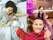 Bà bầu - Bà xã cầu thủ Trọng Hoàng sinh quý tử đầu lòng, tên em bé làm ai cũng bật cười