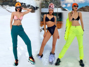 Thời trang - Tưởng mỗi Kỳ Duyên - Minh Triệu táo bạo, Phạm Hương còn bốc lửa hơn khi diện bikini trong tuyết