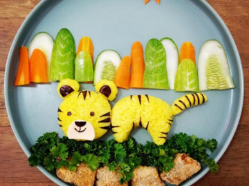 Mẹ trang trí bữa ăn hấp dẫn trị bệnh lười ăn rau của con