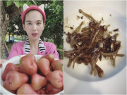 Bếp Eva - Ngọc Trinh khoe cảnh ăn cá khô, fan phát hiện "sự cố" con ruồi trên đĩa