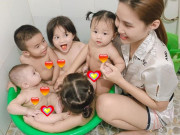 Làm mẹ - Mẹ 9X gây chú ý khắp MXH nhờ khoảnh khắc cho 5 em bé tắm chung một chiếc chậu
