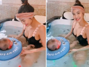 Bà bầu - Hoa khôi Áo dài 2014 lộ vòng 1 hững hờ, thân hình nõn nà trong bồn tắm sau sinh