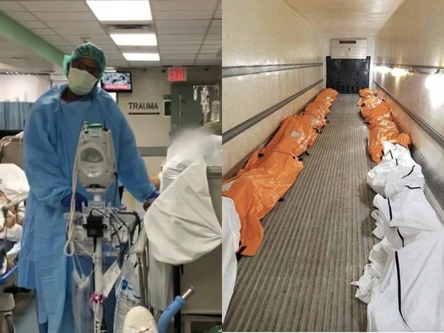 Cận cảnh bệnh viện New York vỡ trận, thi thể bệnh nhân xếp đầy trong xe tải đông lạnh