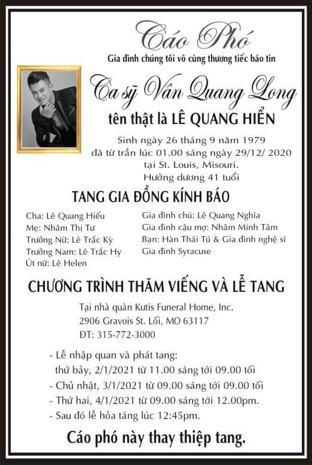 Vì sao nhiều nghệ sĩ Việt ở Mỹ không thể đến viếng tang lễ của Vân Quang Long? - 1