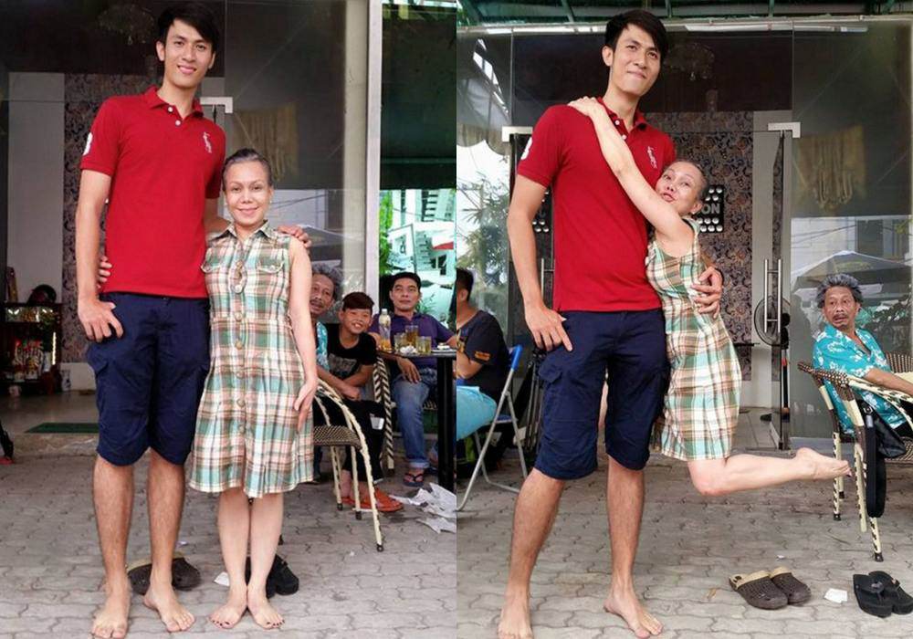 Cười nghiêng ngả khi nhìn sao Việt đứng cạnh amp;#34;người khổng lồamp;#34; - 2