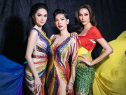 Thời trang - Hương Giang, Võ Hoàng Yến và Xuân Lan rực rỡ với váy cầu vồng