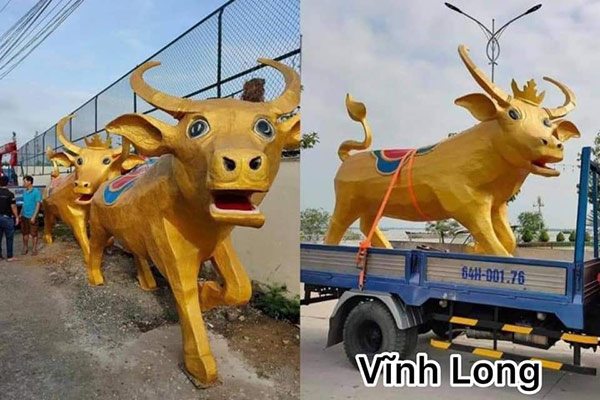 Loạt ảnh linh vật trâu amp;#34;ngáo ngơamp;#34; xuống phố chào Tết Tân Sửu, CĐM hài hước: amp;#34;Nhìn cười cả nămamp;#34; - 2