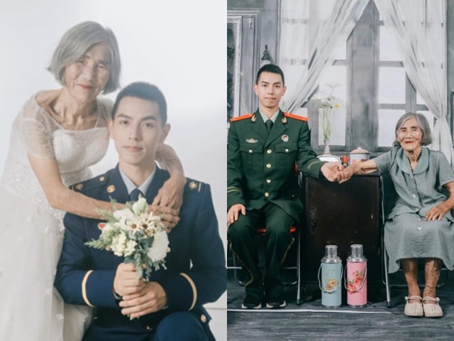 Chú rể 24 tuổi chụp ảnh cưới bên cô dâu 85 tuổi, câu chuyện phía sau đầy xúc động