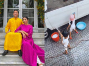 Giải trí - 2 con Tăng Thanh Hà mới mẫu giáo đã rửa ô tô cho bố mẹ trong biệt thự sang trọng