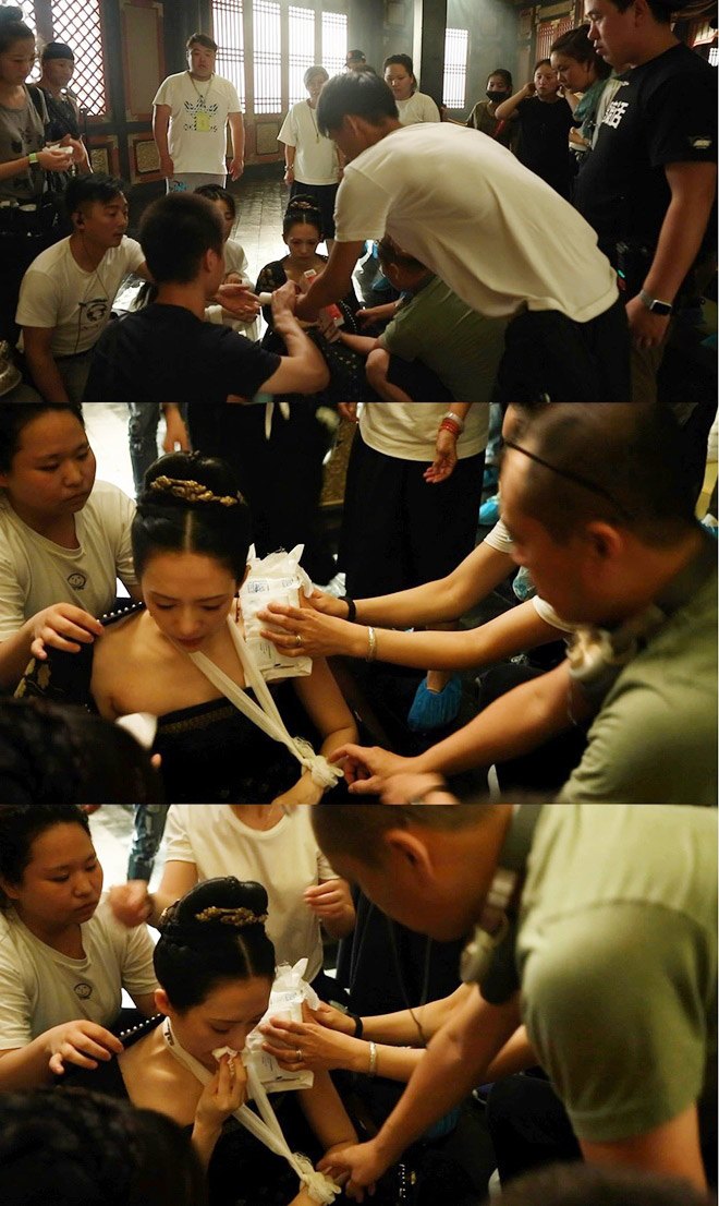 Mải đóng phim, Chương Tử Di giẫm phải móc treo quần áo, khóc vì không thể cử động - 3