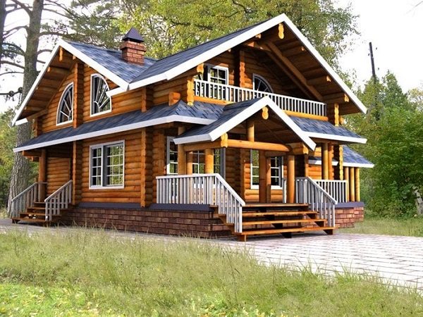 Một mẫu nhà gỗ 2 tầng đẹp mắt theo phong cách châu Âu khác mà bạn có thể tham khảo