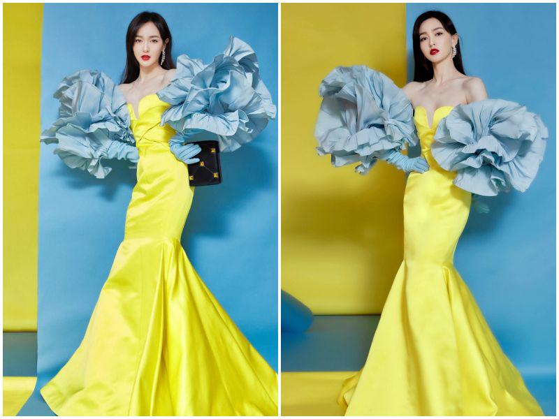 Sao Cbiz nhuộm vàng thảm đỏ hot nhất: Angelababy hoá công chúa, Quan Hiểu Đồng khoe đôi chân amp;#34;kiếm Nhậtamp;#34; - 5