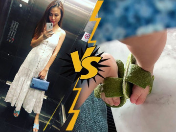 Đàm Thu Trang diện dép “cây nhà lá vườn” cho con, công năng ăn đứt dép hiệu của mẹ