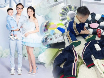 Cháu ngoại Minh Nhựa tròn 1 tuổi cũng “đập hộp” toàn áo quần đắt đỏ