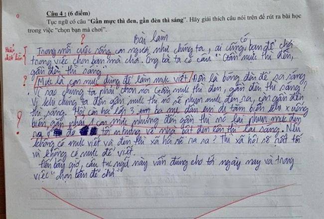 Nguyên văn bài viết của học sinh này như sau: