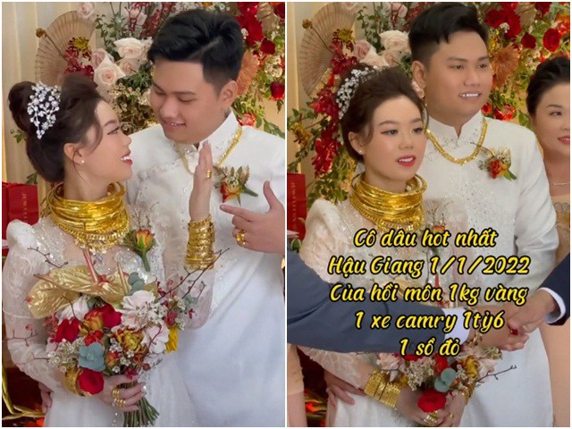 Cô dâu đeo vàng nặng trĩu cổ trong ngày cưới