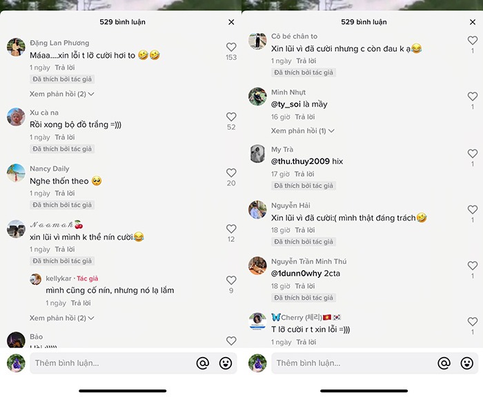 Cư dân mạng để lại bình luận hài hước