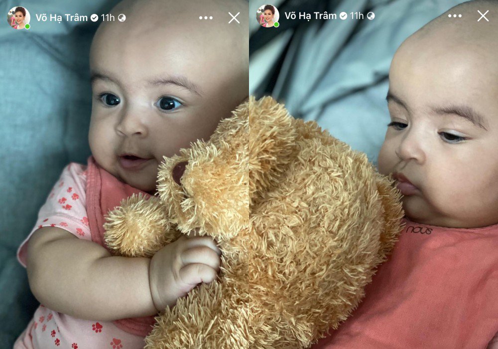 Gương mặt con gái Võ Hạ Trâm ngày càng thấy rõ những nét đẹp lai.