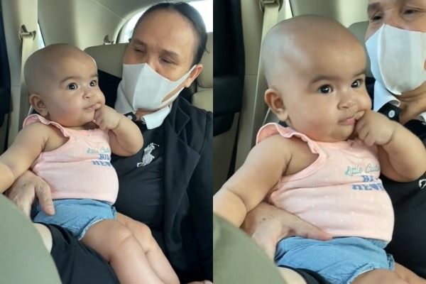 Nữ ca sĩ hay trêu con là cục tạ, body mỡ màng. Khi thấy công chúa lai Ấn diện áo 2 dây, quần short đáng yêu đi chơi lễ, Võ Hạ Trâm tiếp tục ghẹo: Vòng 2 thon thả quá.