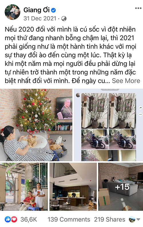 Giang Ơi chia sẻ những hình ảnh trong năm qua bên gia đình và con gái đầu lòng.