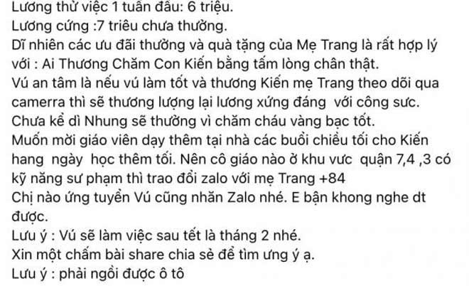 Tuyển bảo mẫu: Bảo Thy, Trang Trần yêu cầu khắt khe, tỷ phú Hoàng Kiều trả lương 800 triệu/năm bị chê ít - 7