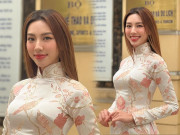 Thời trang - Thuỳ Tiên diện áo dài gấm, đi tiêm vaccine và được gặp bộ Văn Hoá sau khi về nước