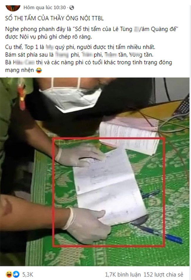 Bài đăng trên MXH cho rằng đây là cuốn sổ thị tẩm của ông Lê Tùng Vân