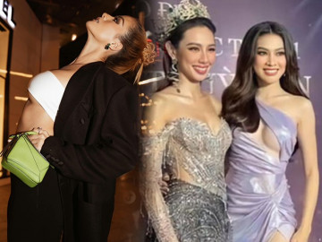 Á hậu và cô giáo catwalk của Thùy Tiên diện váy cắt xẻ át cả hoa hậu