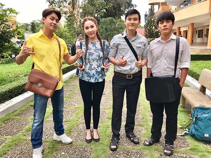 Quỳnh Thư cùng Thanh Duy, Hiệp Hòa trong phim