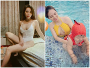 Làm mẹ - Cặp mẹ con nổi bật ở hồ bơi: Mẹ U40 mà như gái 20, con bụ bẫm siêu đáng yêu