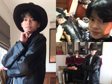 Bờm Bố ơi, mình đi đâu thế giờ đẹp trai, chụp với lưng đen sì của bố gây chú ý