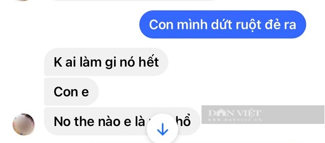 Một đoạn tin nhắn tiết lộ phản ứng của mẹ bé gái khi hay tin con bị đinh găm. Ảnh : Chị Huyền cung cấp