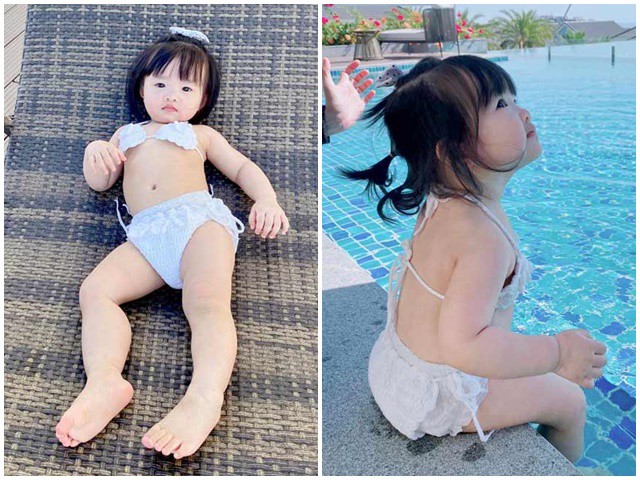 Đông Nhi định cho con gái thi hoa hậu tương lai, 1 tuổi đã tập khoe dáng với bikini