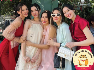 Thùy Tiên, Tiểu Vy dạo phố đầu năm cùng hội bạn thân hoa hậu