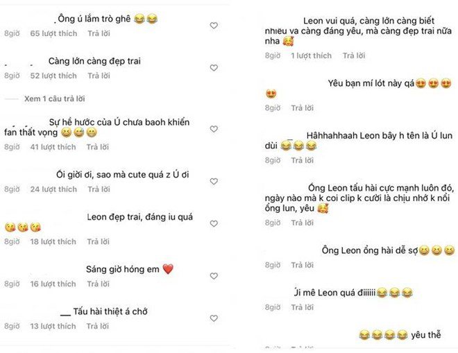 iNhiều người nhận xét Leon càng lớn càng đẹp trai và độ mặn cũng tăng theo./i