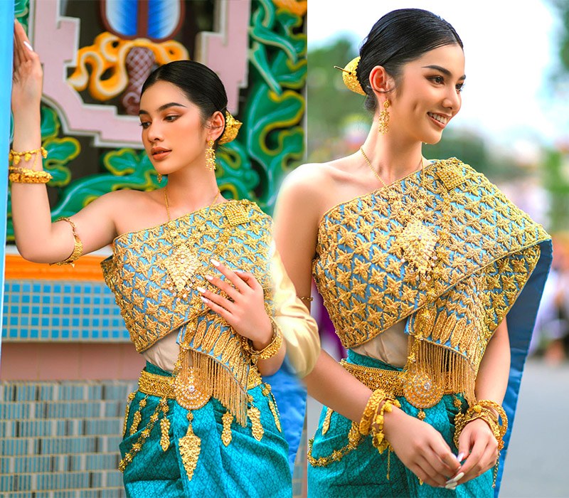 Cô nàng mới đây vừa khoác lên mình thiết kế trang phục dân tộc Thái Lan liền khiến nhiều người trầm trồ vì quá xinh đẹp.
