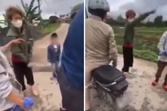 Người mẹ chửi mắng bé gái và những người xung quanh. (Ảnh cắt từ clip)