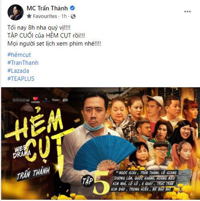 Nam MC vẫn vui vẻ quảng bá tập phim cuối cùng của Hẻm Cụt.