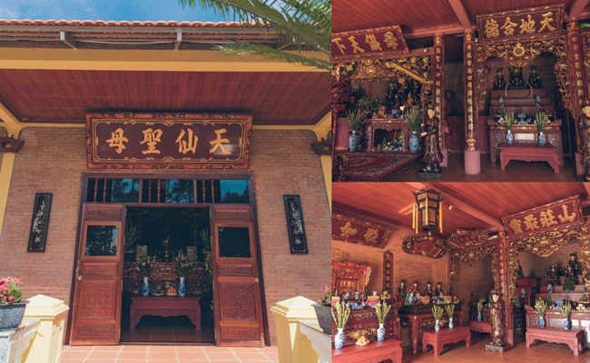 Từ cổng chính nhìn vào, cơ ngơi có 1 gian là thờ Phật, Tam tòa đức quốc mẫu, tổ nghiệp và gia tộc họ Trần, Lê. Gian thứ 2 là gian để ở dành cho gia đình. Gian thứ 3 là khu dành cho đãi tiệc và tiếp khách. Ngoài ra còn có các gian nhà phụ trợ như nhà bếp, nhà kho…