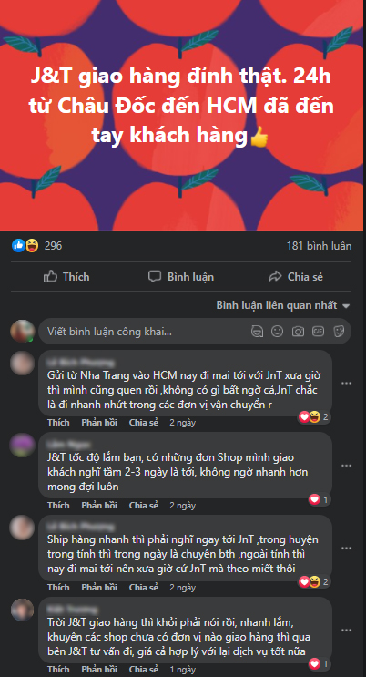 Ảnh chụp màn hình từ nhóm giao hàng trên mạng xã hội