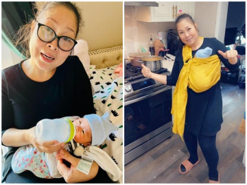 Cảnh bỉm sữa vất vả hiện tại của NSND Hồng Vân sau khi sang Mỹ