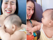 Bà bầu - Đang livestream, Võ Hạ Trâm "méo mặt" khi con gái lai quyết "vạch áo tìm ti"