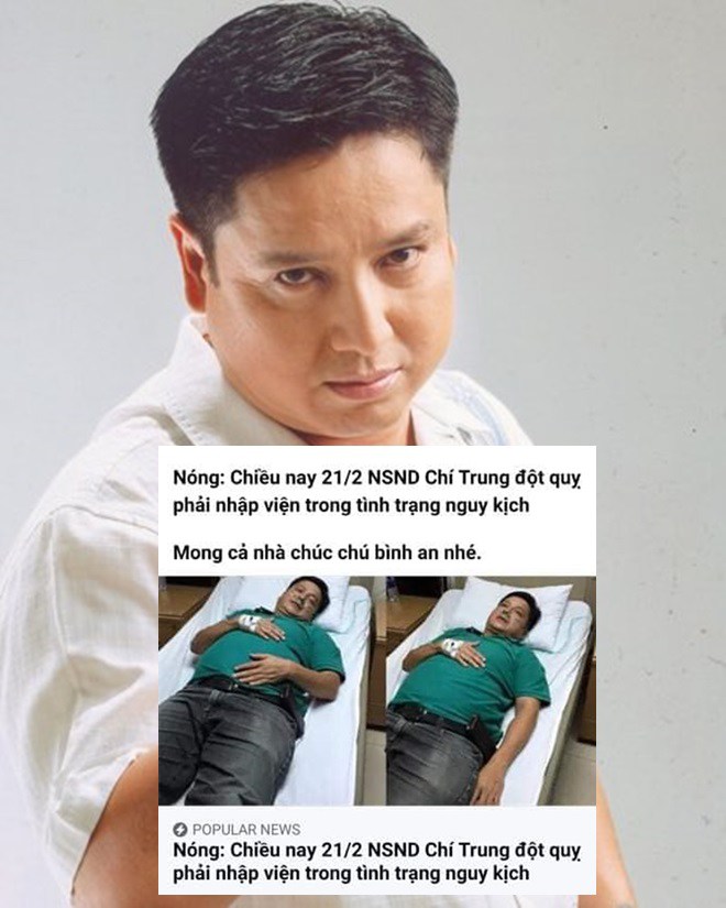 Nghệ sĩ Chí Trung bị tung tin đột quỵ, nhập viện.