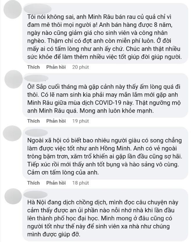 Ngay sau khi được đăng tải, câu chuyện về tấm lòng thơm thảo của anh Minh Râu đã thu hút sự quan tâm của cộng đồng mạng. (Ảnh chụp màn hình)