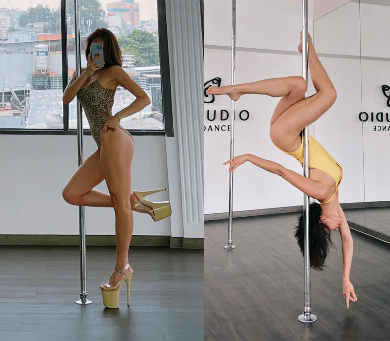 Người đẹp tập song song cả gym lẫn pole dance và là mỹ nhân nổi tiếng vì có khả năng múa lượn thuần thục trên cột.
