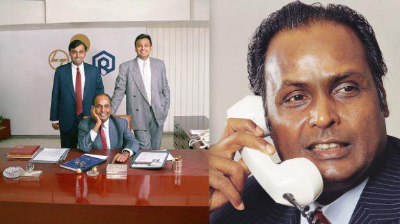 Ông Dhirubhai Ambani và 2 con trai.