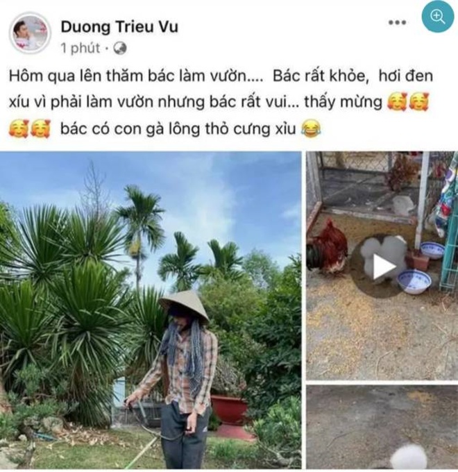  Em trai Hoài Linh khoe ảnh anh trai đang làm vườn.