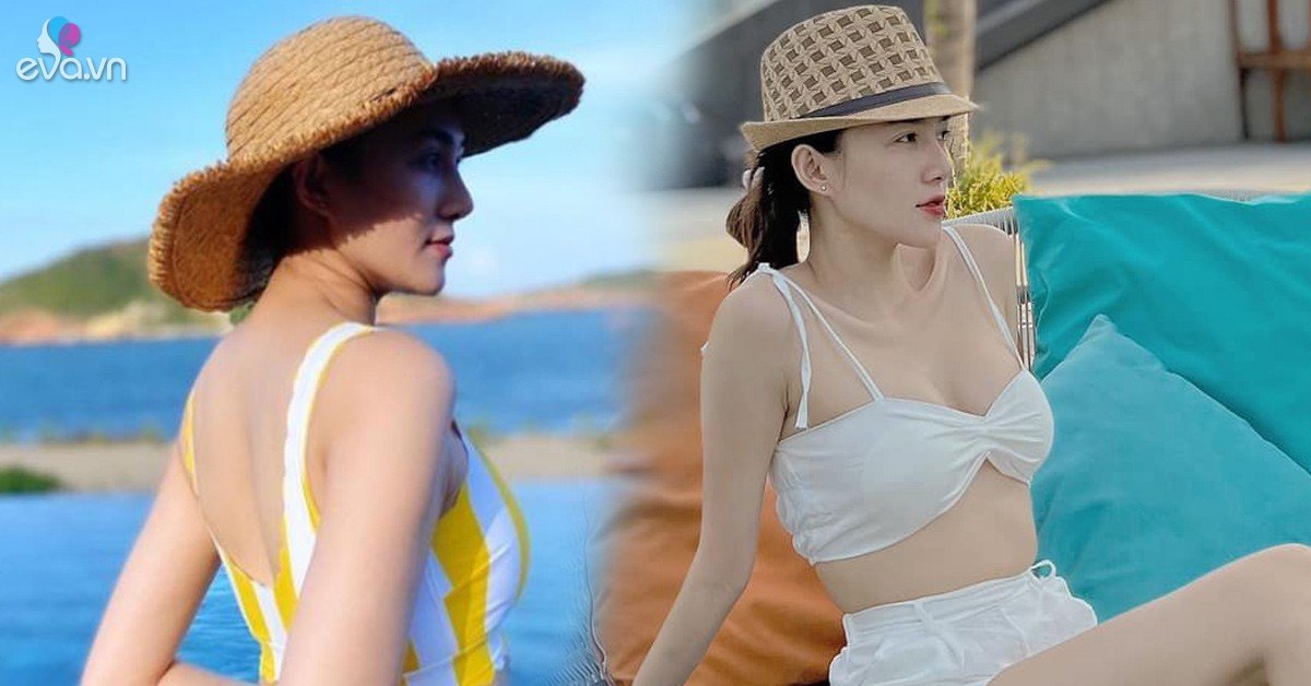 Colleague Ngoc Trinh flaunts her body in a bikini, but the chest sticker drowns out the whole set