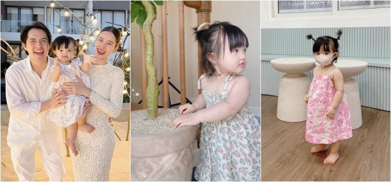 Out in the standard rich kid clothes, daughter Dong Nhi at home wearing a grandma's dress to dress up as Miss Hai Mien Tay - 11