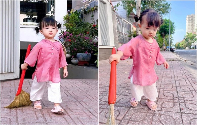 Out in the standard clothes of a rich child, Dong Nhi's daughter at home wearing a three-year-old woman's shirt, Miss Hai Mien Tay - 7